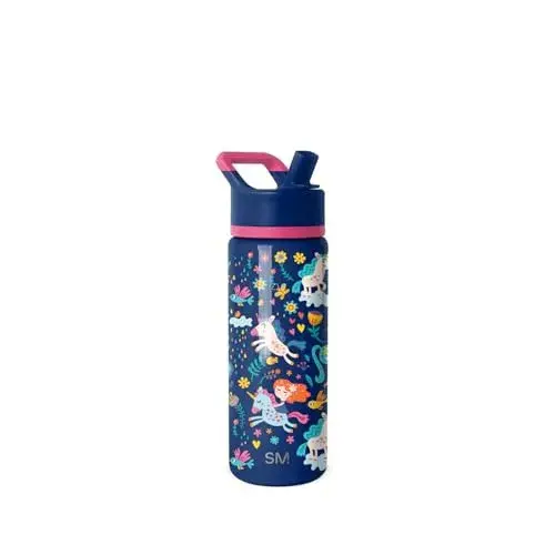 Simple Modern Kids Water Bottle with Straw Lid | 18oz Insulated Stainless Steel Kids Tumbler & Spill Proof Toddler Cup for School, Girls, Boys | Summit | Unicorn Rainbows