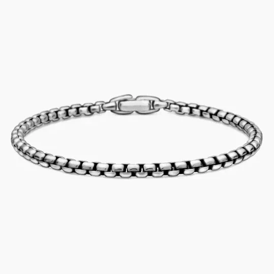 Box Chain Bracelet in Sterling Silver, 3.6mm
