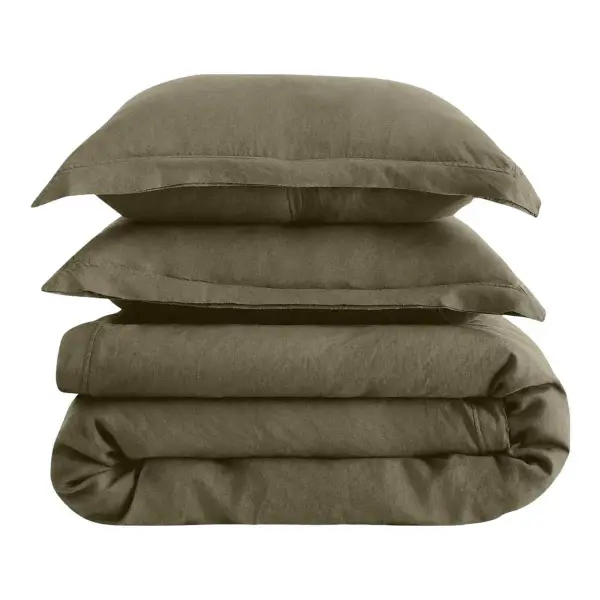 European Linen Double Flange Duvet Cover Set