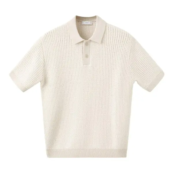 Textured Knitted Cotton Polo Shirt