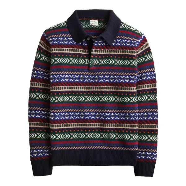 Fair Isle Sweater-Polo in Wool