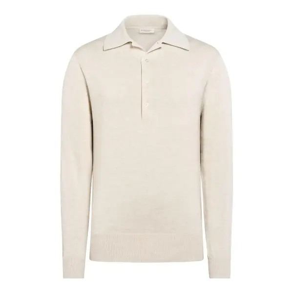 Long Sleeve Polo Sweater in Cotton Silk