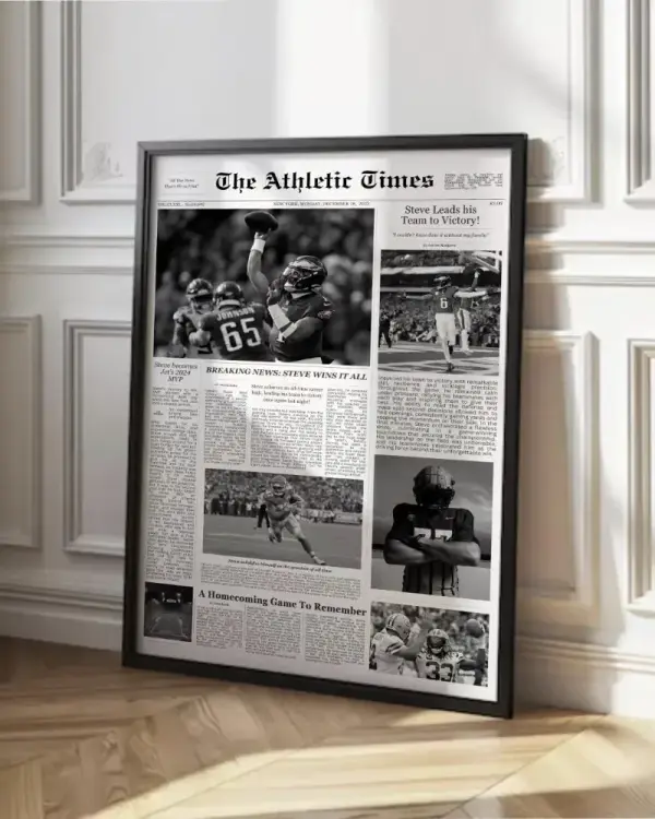 Custom Newspaper Headline Sports Athlete Boyfriend Gift, Gift For Him Wall Print