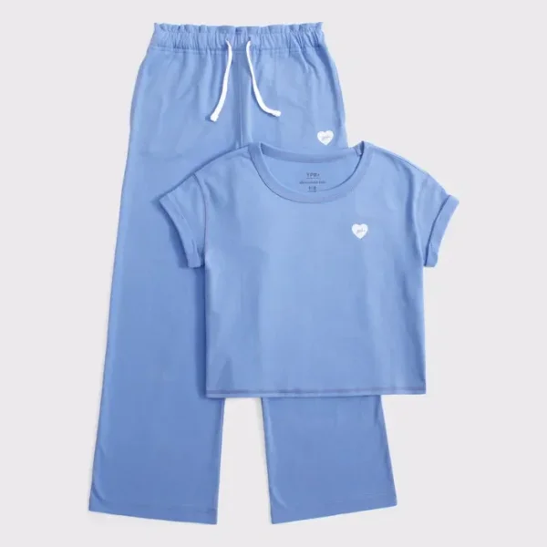 girls ypb logo tee and wide leg knit pants set | girls matching sets | Abercrombie.com