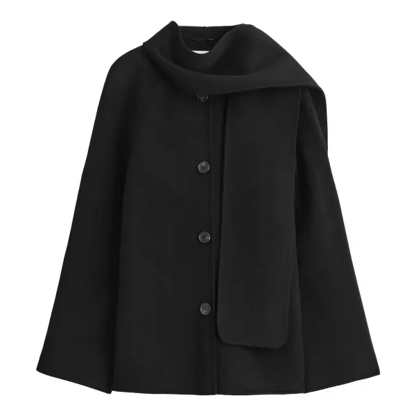 Double-Faced Scarf Short Jacket