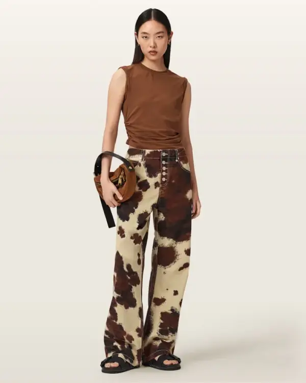 Taya Cow Print Denim Jeans