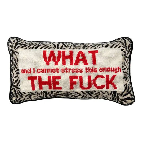 WTF Needlepoint Pillow