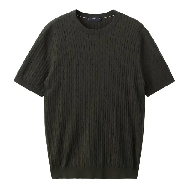 Cable-Knit Cotton T-Shirt