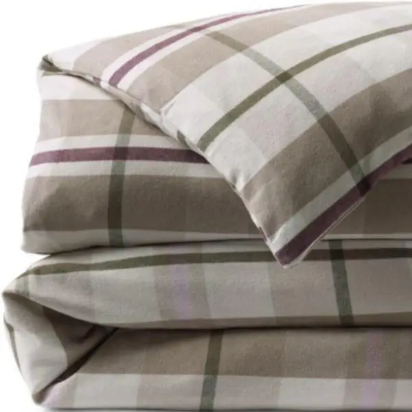 Comfy Super Soft Cotton Flannel Plaid Duvet Bed Cover