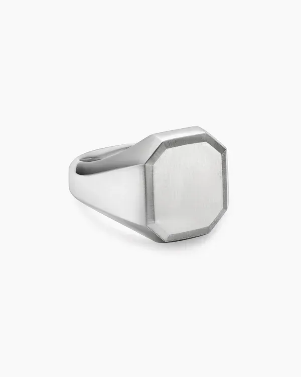 Streamline® Signet Ring in Sterling Silver with Black Diamonds, 18mm