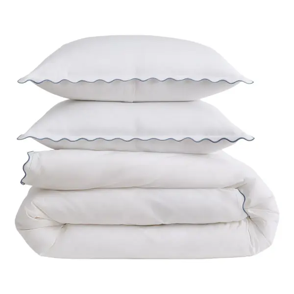 Wave Scallop Organic Percale Duvet Cover Set