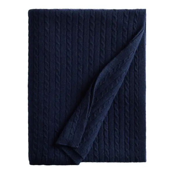Cable Knit Cashmere Throw Blanket