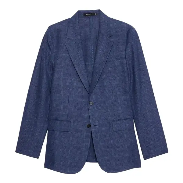 Linen-Blend Glen Plaid Suit Jacket