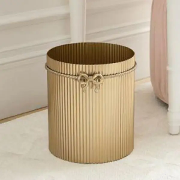 Gold Bow Trash Can