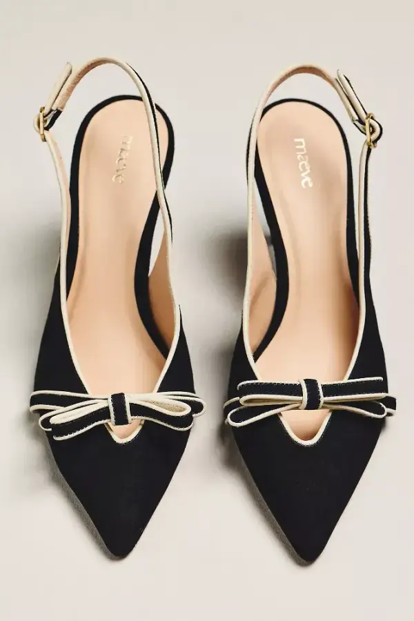 Maeve Bow Pointed-Toe Slingback Heels