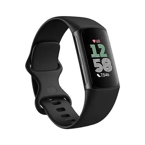 Fitbit Charge 6 Fitness Tracker with Google Apps - Heart Rate on Exercise Equipment - 3-Month Google Health Premium Membership Included - Health Tools - Obsidian/Black - Small&Large Bands Included