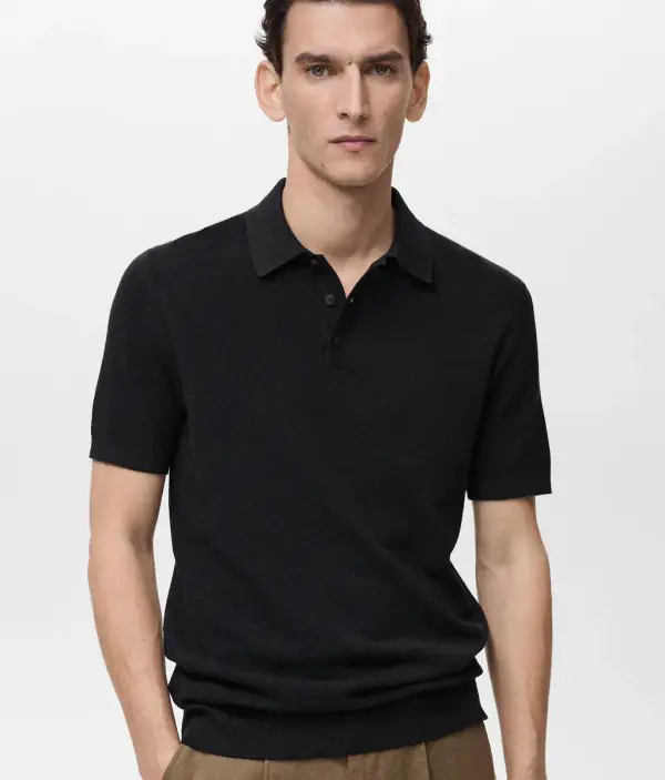 Structured Knitted Slim Fit Polo Shirt
