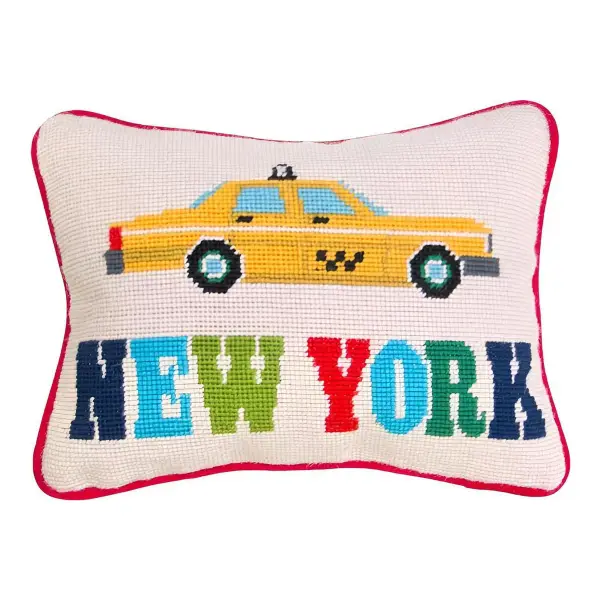 Jet Set Needlepoint New York Pillow