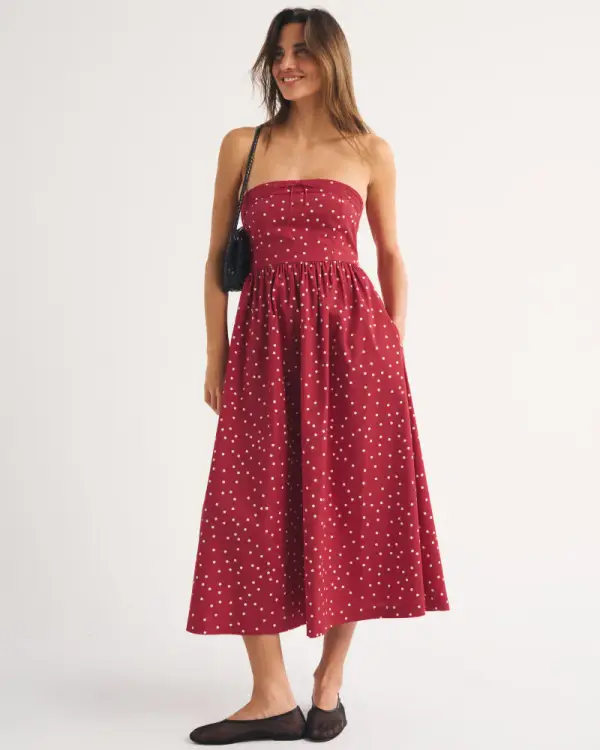 Women's A&F Emerson Strapless Midi Dress | Women's Dresses & Jumpsuits | Abercrombie.com