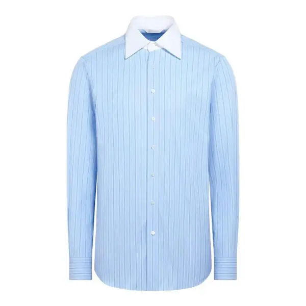Striped Shirt with Pointed Collar