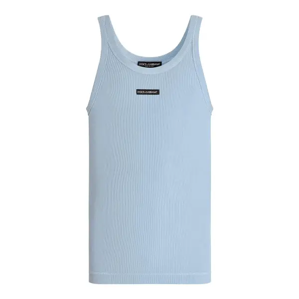 Slim Fit Cotton Tank Top with Print