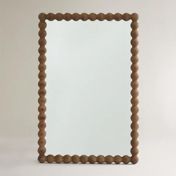 Rectangular Wall Mirror with Wooden Frame