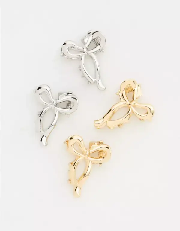 Mini Metal Bow Clip 4-Pack