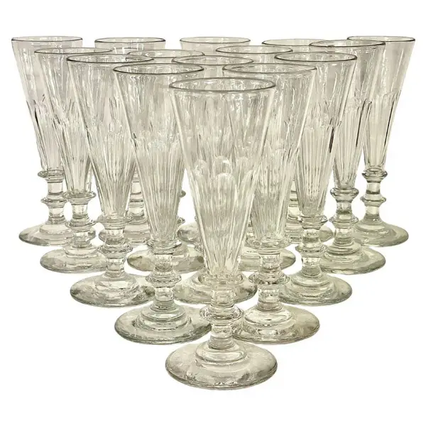 Set of 15 Cut Crystal Champagne Flutes