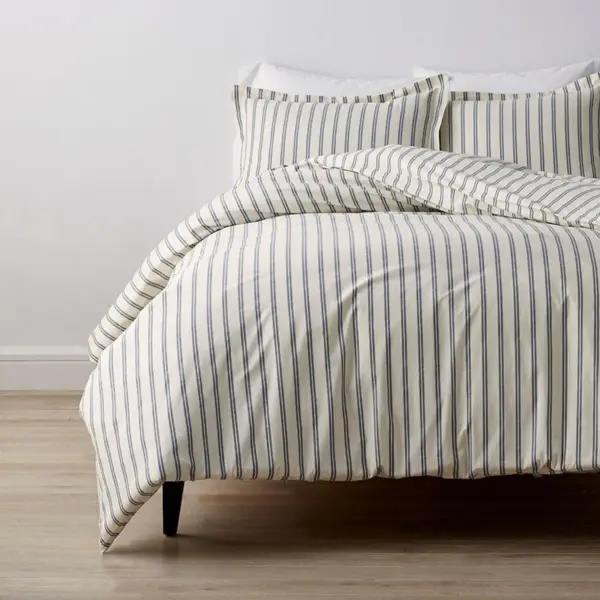 Narrow Stripe Classic Cool Cotton Percale Bed Duvet Cover