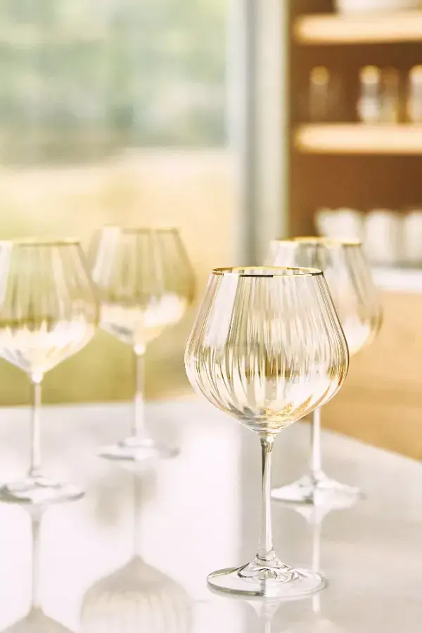 Waterfall 24k Gold Accent Red Wine Glasses, Set of 4