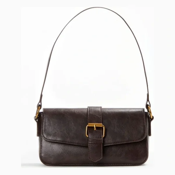 Brown Buckle Shoulder Bag