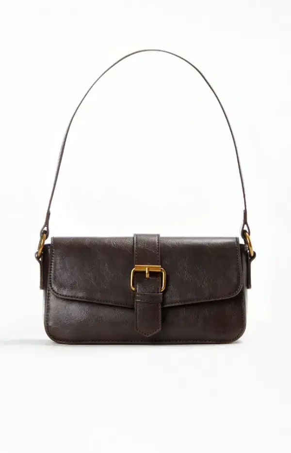 Brown Buckle Shoulder Bag