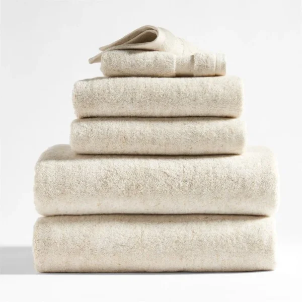 Organic Turkish Cotton Natural Beige Fleck Bath Towels, Set of 6 + Reviews | Crate & Barrel