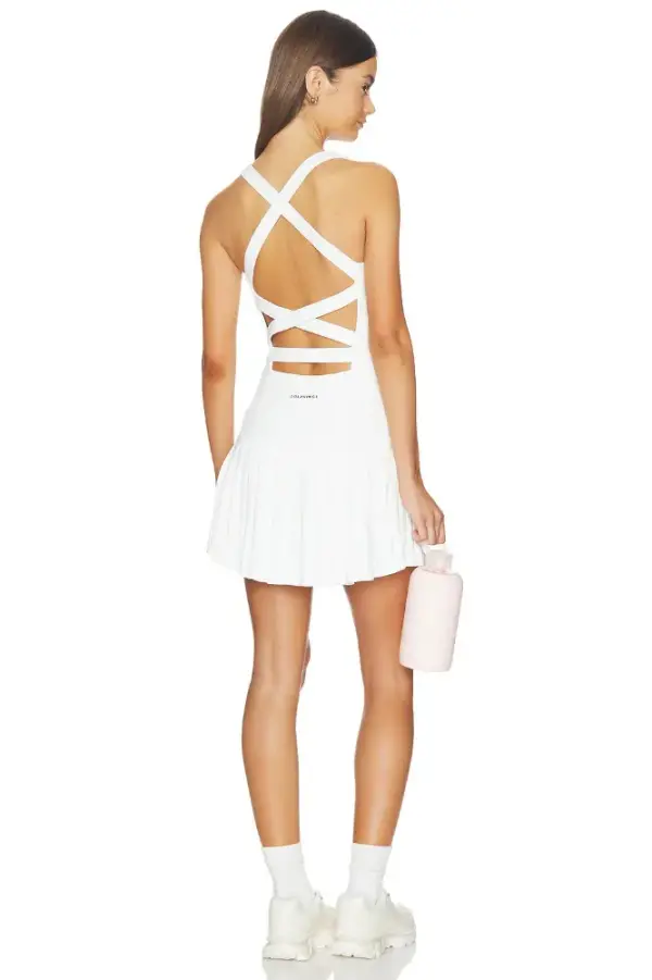 Gold Hinge Criss Cross Back Dress in Frost | REVOLVE