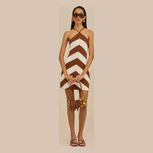 NELSON KNIT DRESS - LARGE SADDLE STRIPE