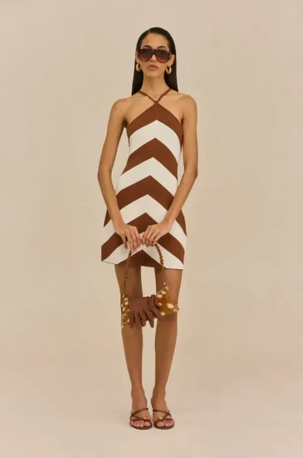 NELSON KNIT DRESS - LARGE SADDLE STRIPE
