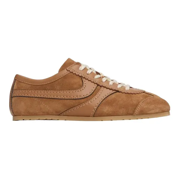 Lace-Up Leather-Trimmed Suede Sneakers