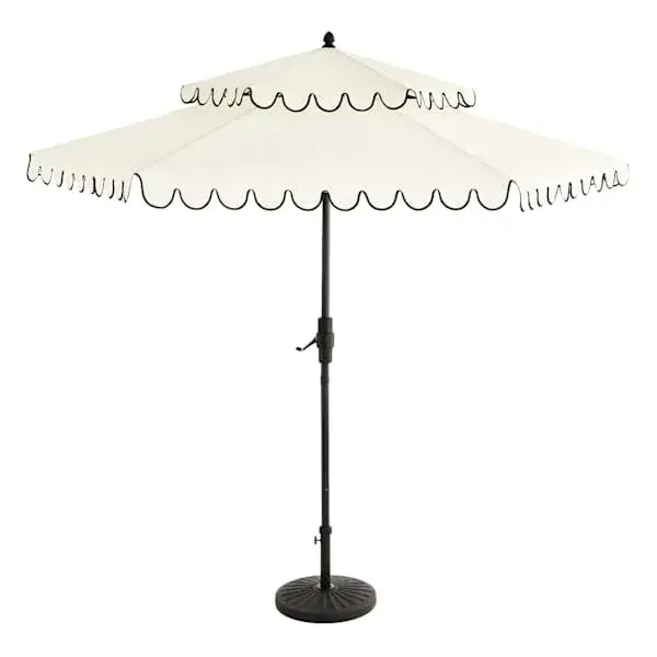 Scallop Tiered Crank Tilt Round Patio Umbrella 9