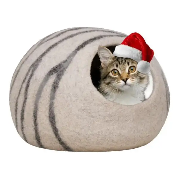Premium Felt Cat Bed Cave - Handmade Merino Wool Bed 
