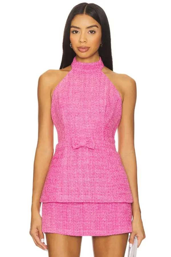 Lovers and Friends Lily Tweed Top in Pink Multi | REVOLVE