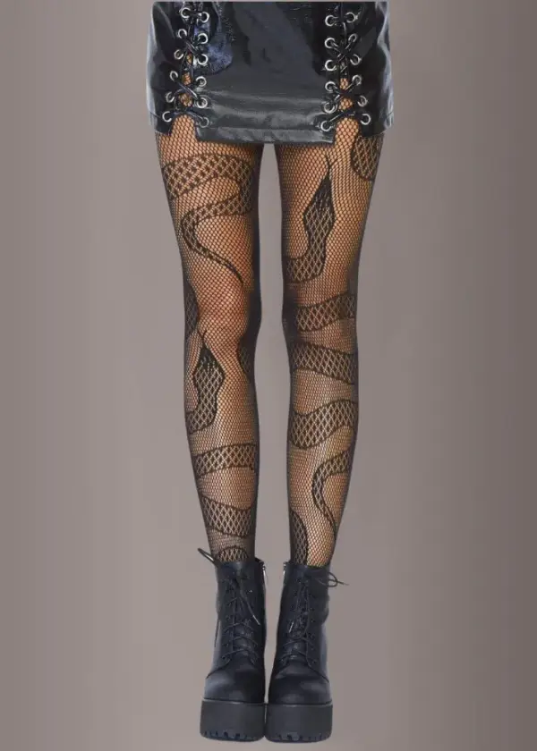 Snake Fishnet Tights