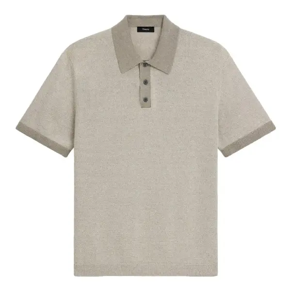 Short-Sleeve Polo Shirt in Silk Linen