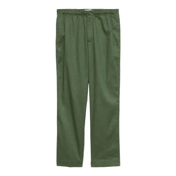 Straight Italian Linen-Cotton Pull-on Pants