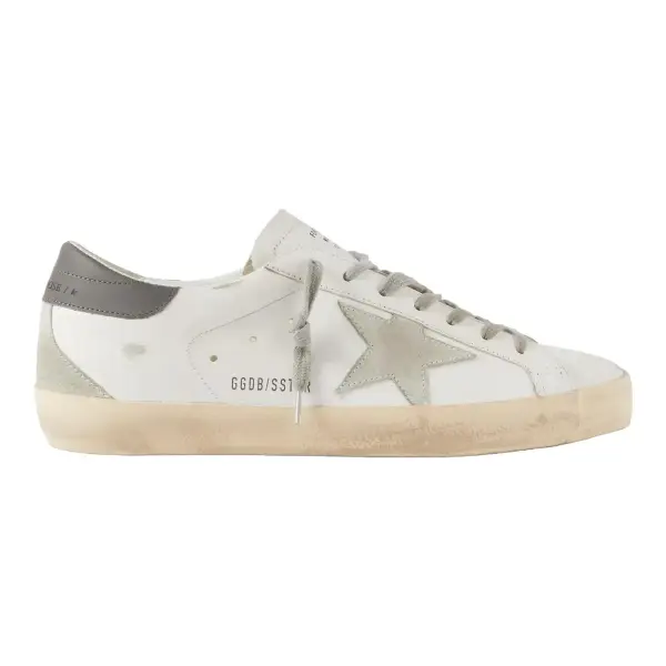 Super-Star Distressed Suede-trimmed Leather Sneakers