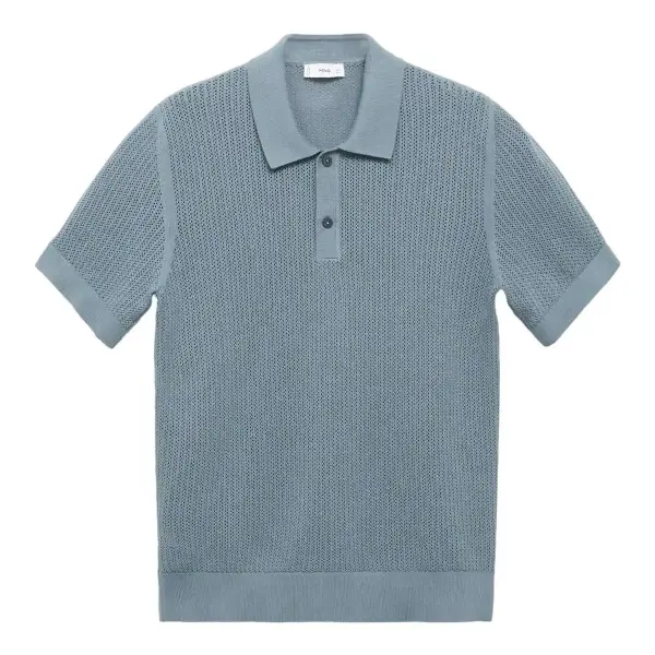 Knitted Cotton Polo Shirt With Lace Pattern