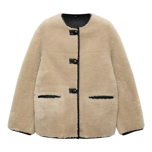 Faux-Fur Coat with Appliqués