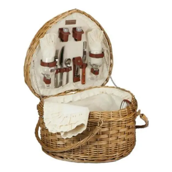 Lauren Modern Classic Willow Heart Picnic Basket