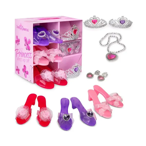 Dress Up Shoes for Girls - Princess Jewelry, Shoes, and Tiara Set
