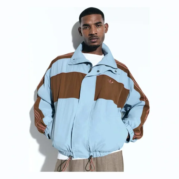 adidas Originals x ASOS oversized track jacket in blue color block nylon