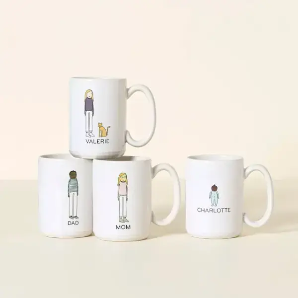 Personalized Family Mugs - Coffee Gift, 4 mugs
